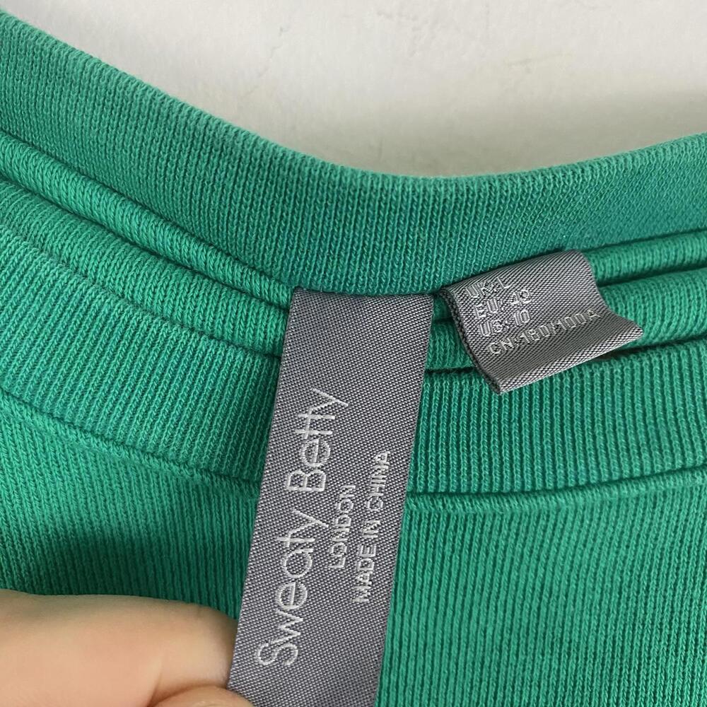 SWEATY BETTY green powerhouse Crewneck pullover sz 10 - Picture 5 of 6